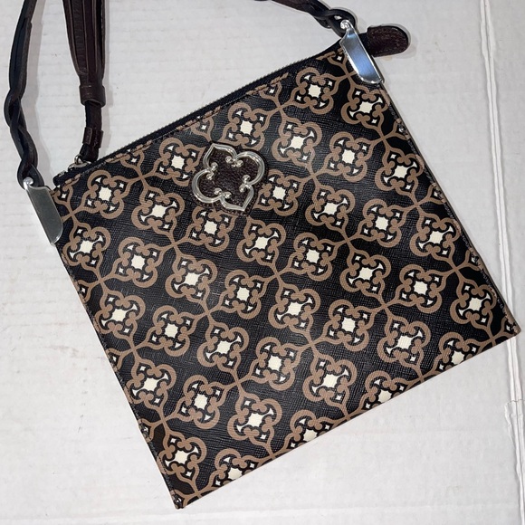 Brighton Coated Canvas Renata Handbag Toledo Brown/Cream Shoulder Bag Square - Picture 2 of 5